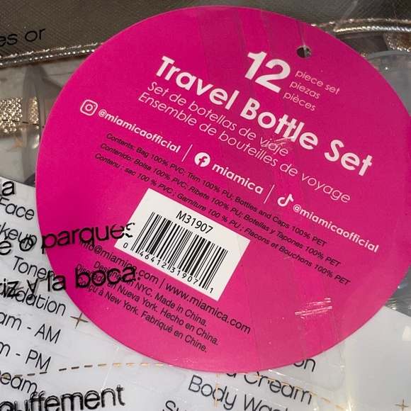 NWT MIAMICA Rose Gold Women's TSA Compliant Travel Bottles and Toiletry Bag Kit - Picture 5 of 7